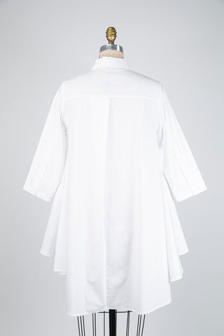White flared asymmetric cut blouse (S)