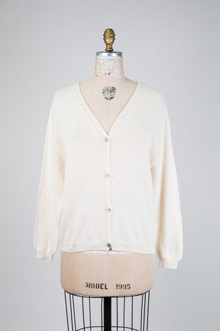 Cardigan ivoire en maille fine (TU)