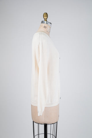 Cardigan ivoire en maille fine (TU)