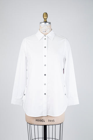 Chemisier blanc à fentes boutonnées (XS-S-M-XL-XXL)