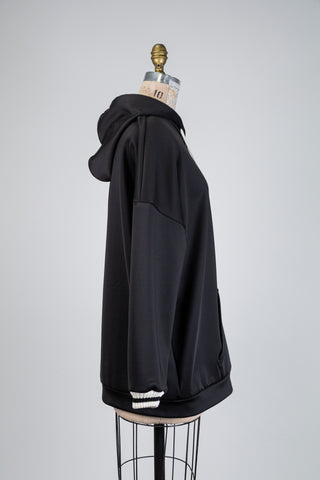 Veste à capuchon noire effet satiné (14/16)