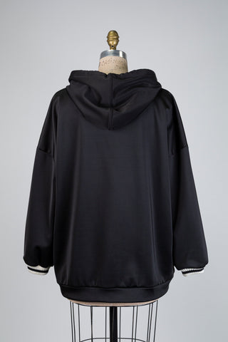 Veste à capuchon noire effet satiné (14/16)