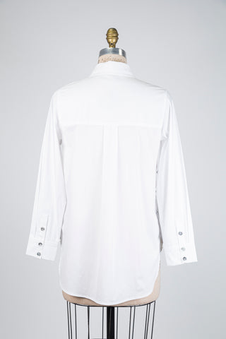 Chemisier blanc à fentes boutonnées (XS-S-M-XL-XXL)