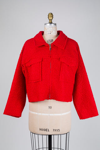 Cherry Bouclé Cropped Jacket (M/L)