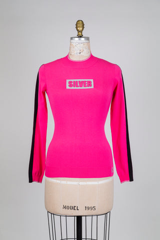 Chandail SILVER rose à galons noirs (4)