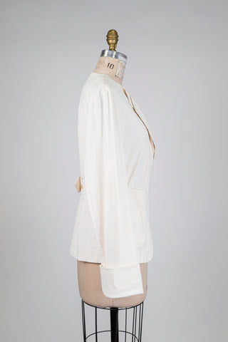 Blazer crème à col superposé (6)