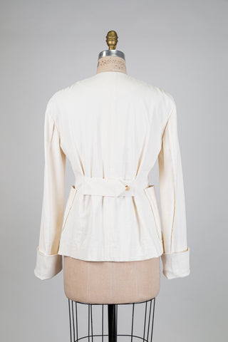 Blazer crème à col superposé (6)