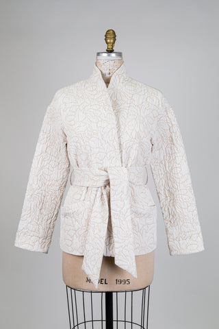 Veste crème à broderie florale (M)