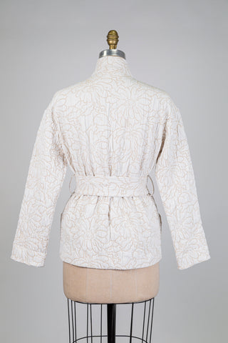 Veste crème à broderie florale (M)