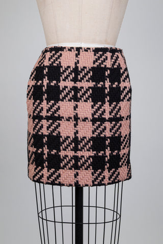 Jupe tartan en laine vierge rose et noir (4+6)