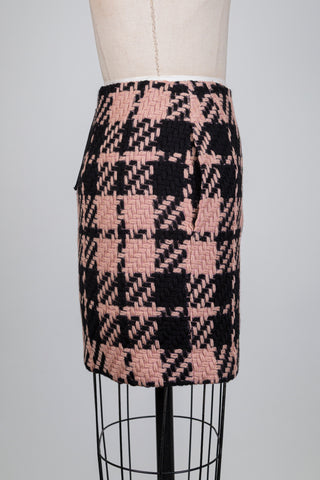 Jupe tartan en laine vierge rose et noir (4+6)