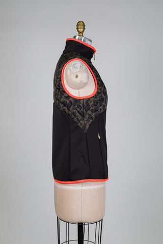 Black and green leopard print jacket with orange trim (6+8)