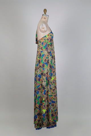 One-shoulder dress with vibrant patterns (L)