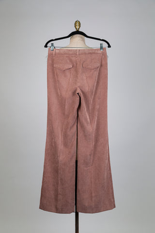 Pantalon évasé en corduroy rose thé (10)