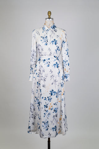 Floral White Shirtdress with Subtle Sheen (6)