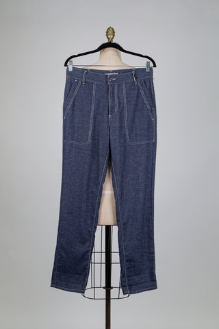 Pantalon en delin à coutures contrastantes (6)