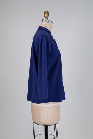 Navy blue mandarin collar blouse (S)