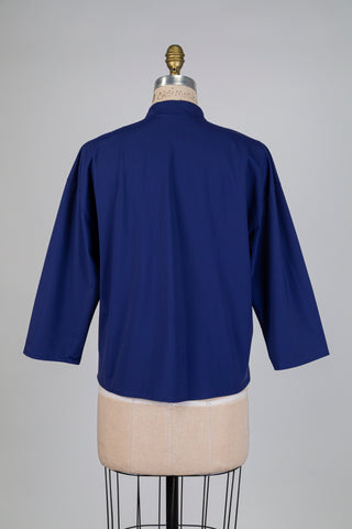Navy blue mandarin collar blouse (S)