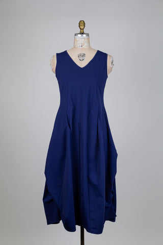 Navy blue balloon dress (S)