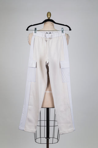 Pantalon sport bimatière beige et gris (XXS)