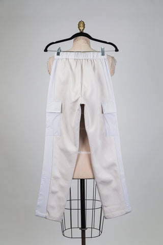 Pantalon sport bimatière beige et gris (XXS)