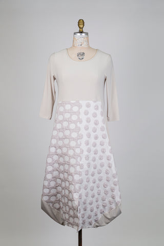 Sand Beige Polka Dot Balloon Dress (S)