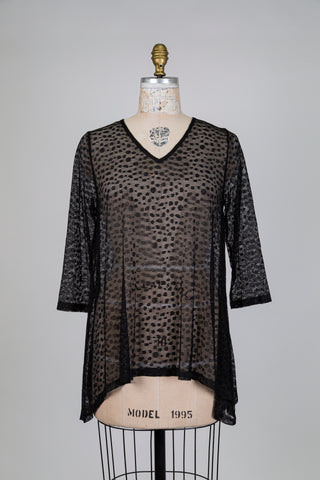 Sheer black polka dot tunic (S)