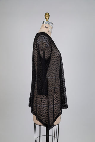Sheer black polka dot tunic (S)