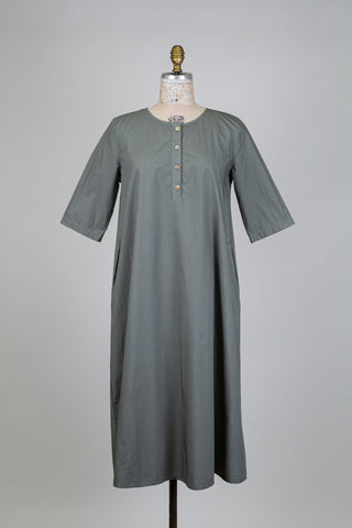 Grey-green cotton dress (S)