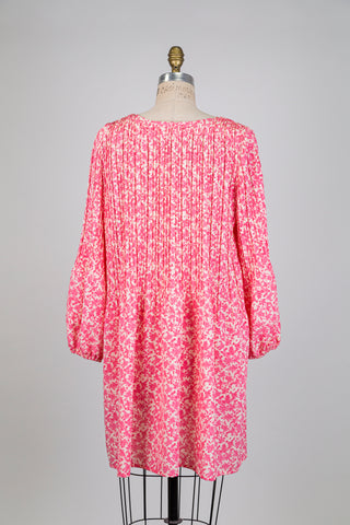 Pink Floral Dress with Delicate Pleats (L)