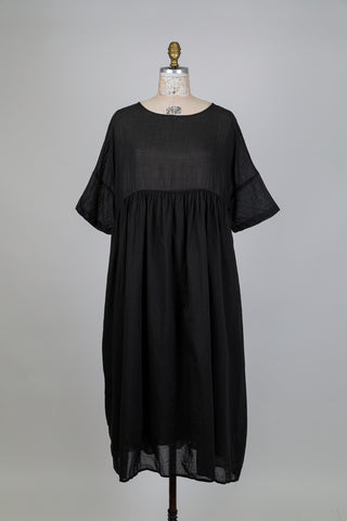 Loose black cotton dress (S)