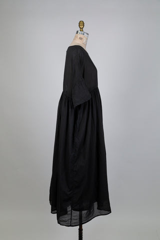 Loose black cotton dress (S)