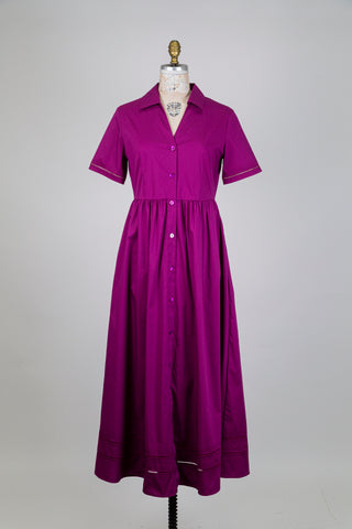 Pink purple shirt dress with openwork hems (6)