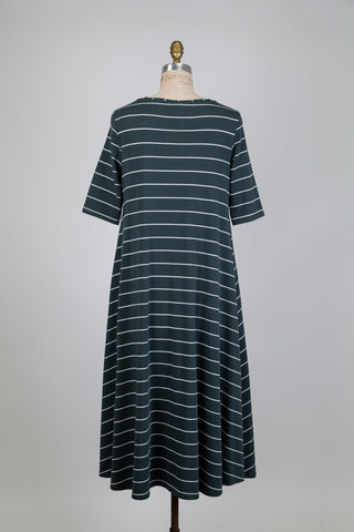 Green and white striped jersey dress (S)