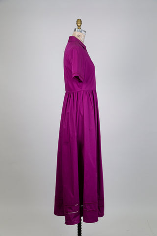 Pink purple shirt dress with openwork hems (6)