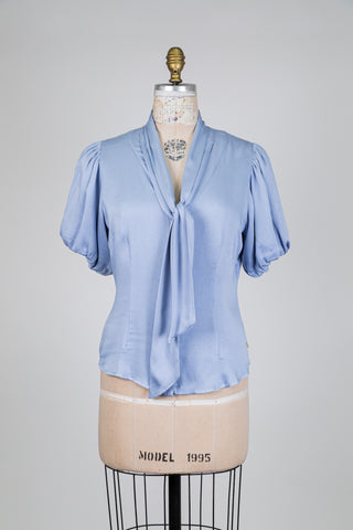 Blue pussy-bow blouse (6)