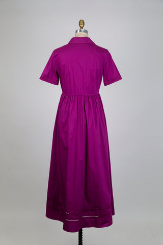 Pink purple shirt dress with openwork hems (6)