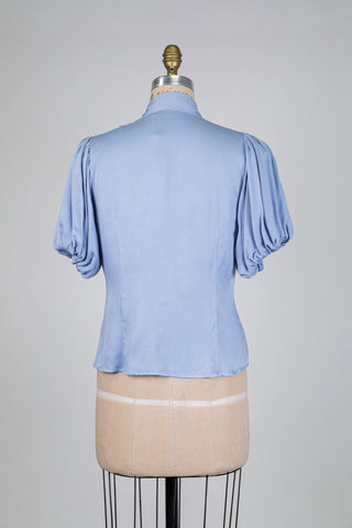 Blue pussy-bow blouse (6)