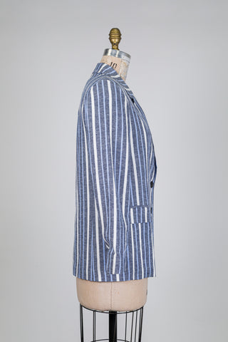Blue and White Striped Blazer (S)
