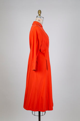 Robe orange col chemisier à zip frontal (8)