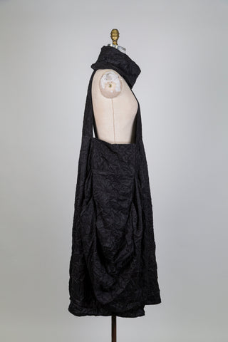Black balloon dress with wavy pattern (S)