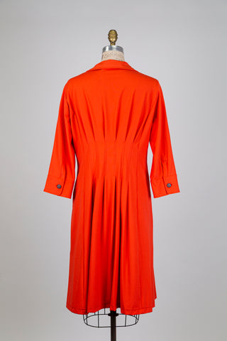 Robe orange col chemisier à zip frontal (8)