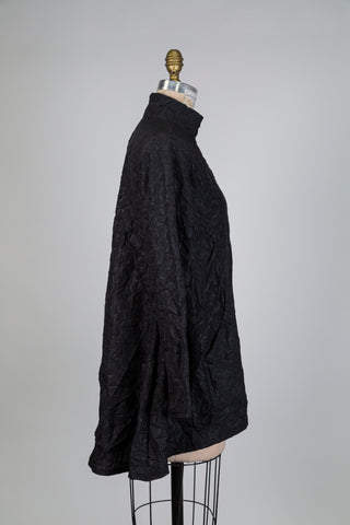 Black A-line jacket with wave pattern (S)