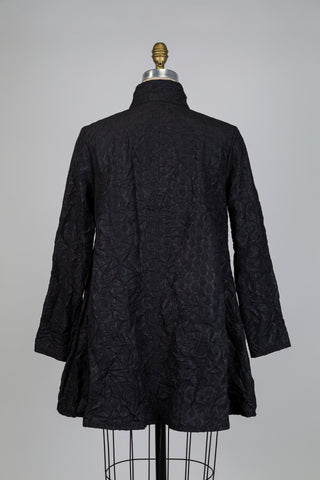 Black A-line jacket with wave pattern (S)