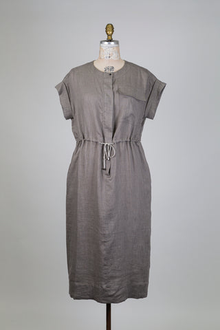 Robe en lin gris à taille ajustable (6)
