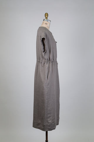 Robe en lin gris à taille ajustable (6)