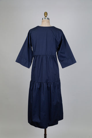 Robe marine col V à volant (8)