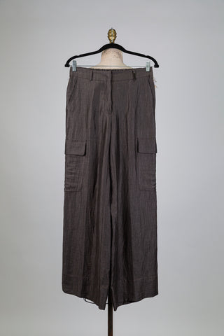 Pantalon cargo brun texturé (6)