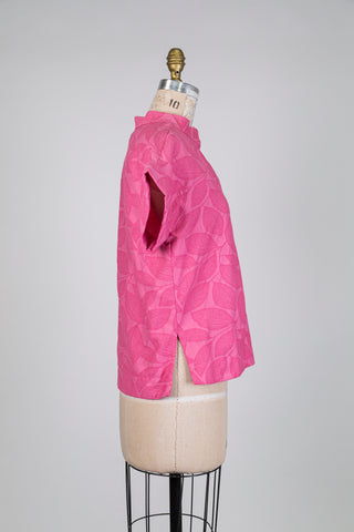 Pink top with botanical jacquard (size 6)