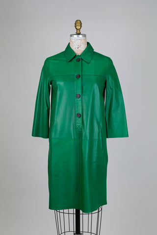 Robe chemisier vert émeraude en cuir (4)